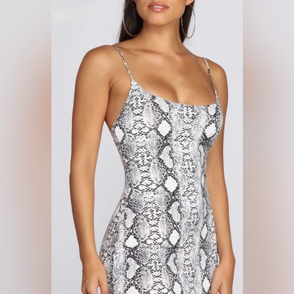 Windsor Snake Print Mini Dress XS | Bodycon Spaghetti Strap - Picture 5 of 8